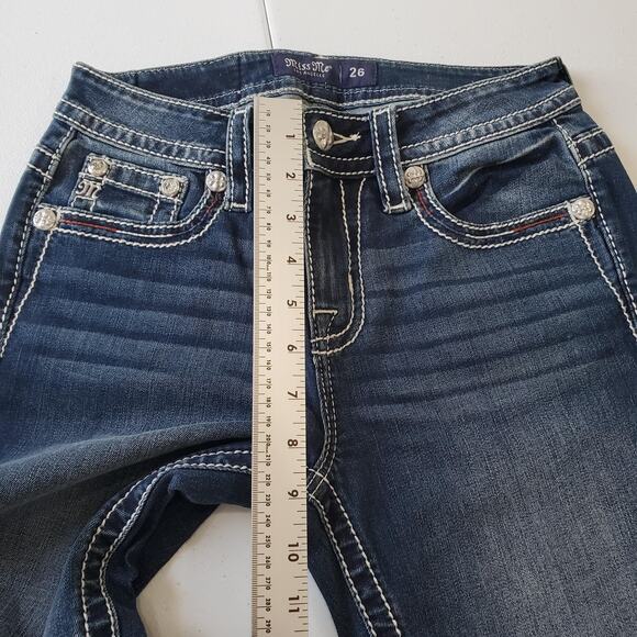 Miss Me Jeans Women 26 x 34 Mid-Rise Bootcut Embroidered Flag Skull Southwest - Picture 8 of 14